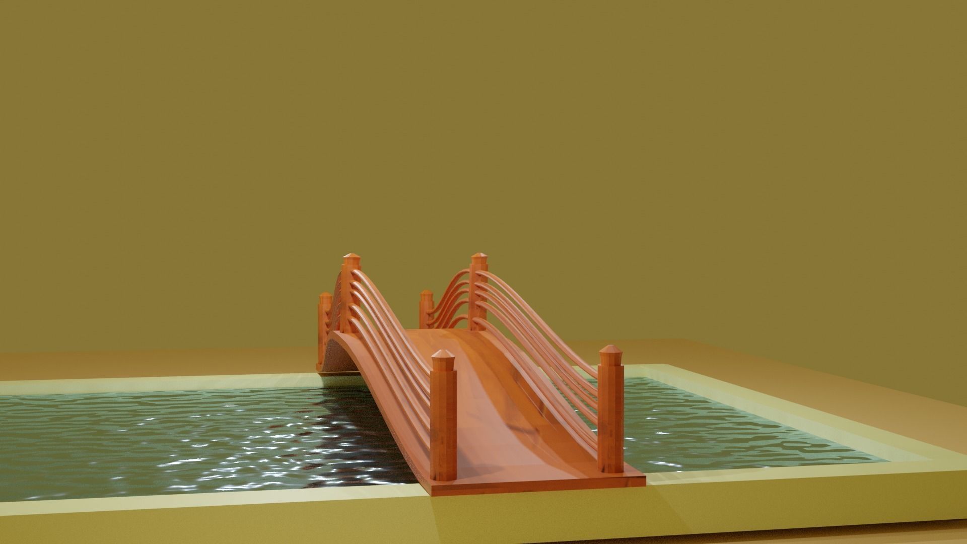 bridge across a pool Free 3D model_10