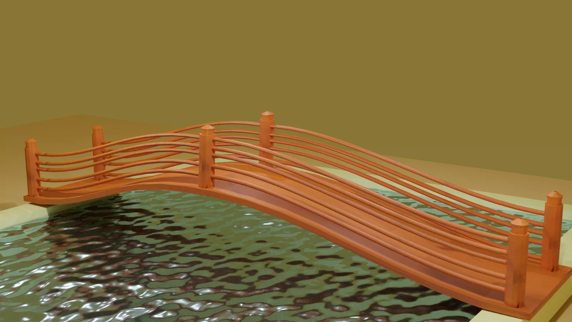 bridge across a pool Free 3D model_0