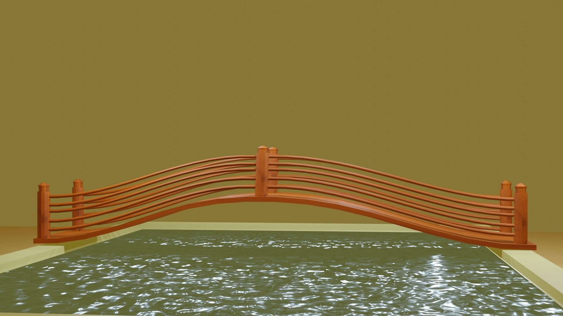 bridge across a pool Free 3D model_6