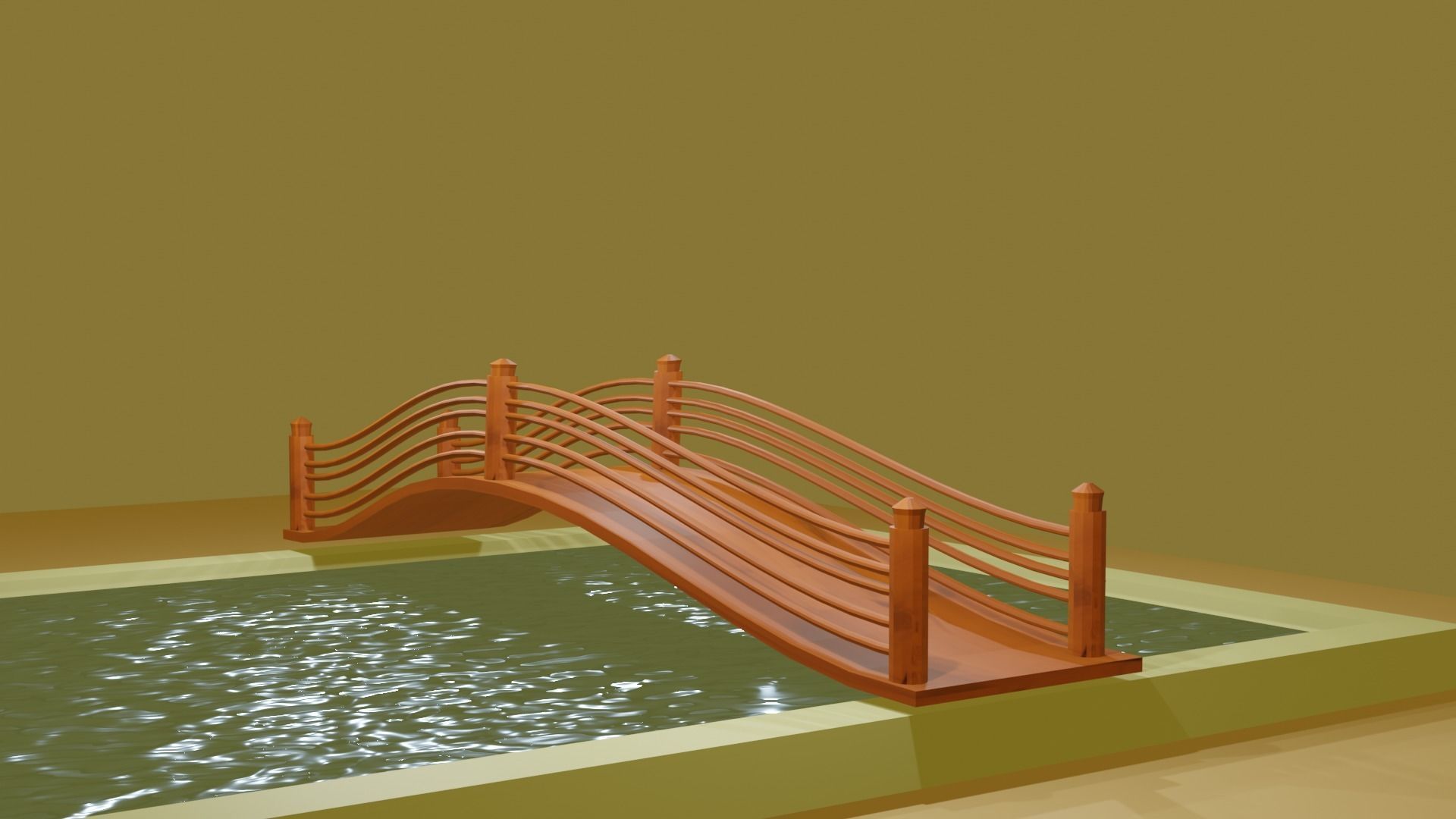 bridge across a pool Free 3D model_1