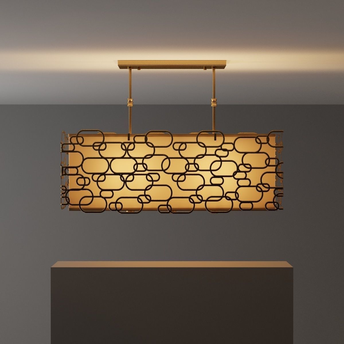 Matte gold  chandelier kit 3D model_8