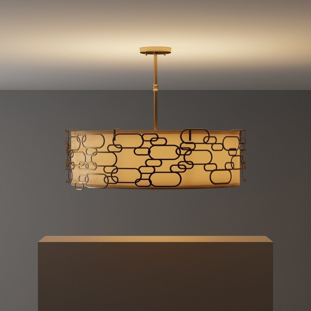 Matte gold  chandelier kit 3D model_4