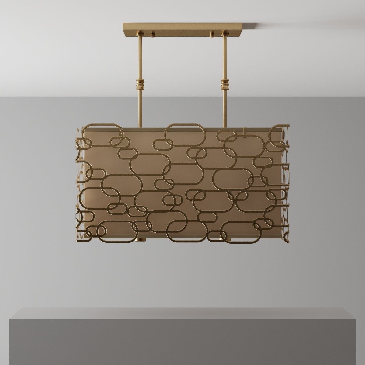 Matte gold  chandelier kit 3D model_13