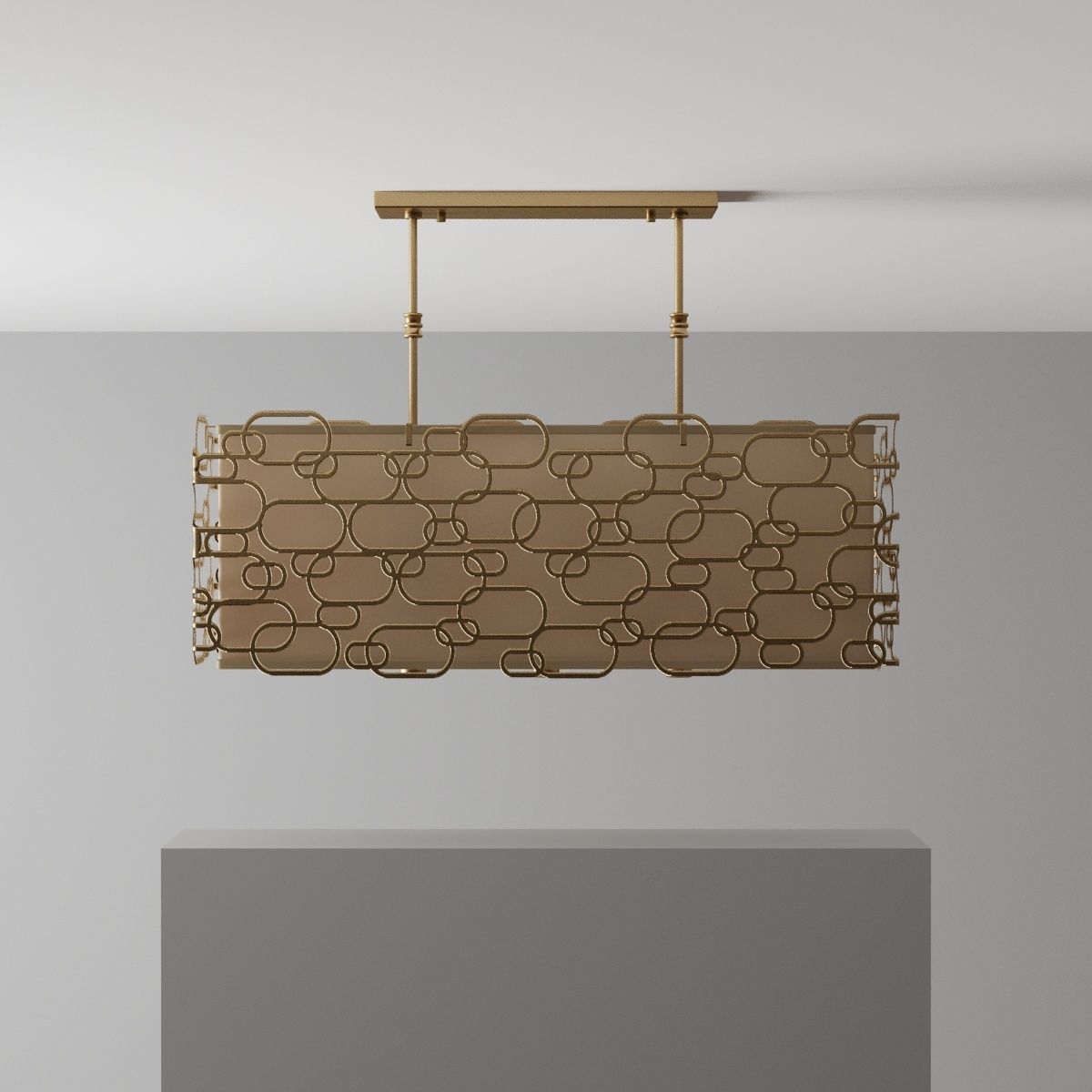 Matte gold  chandelier kit 3D model_9