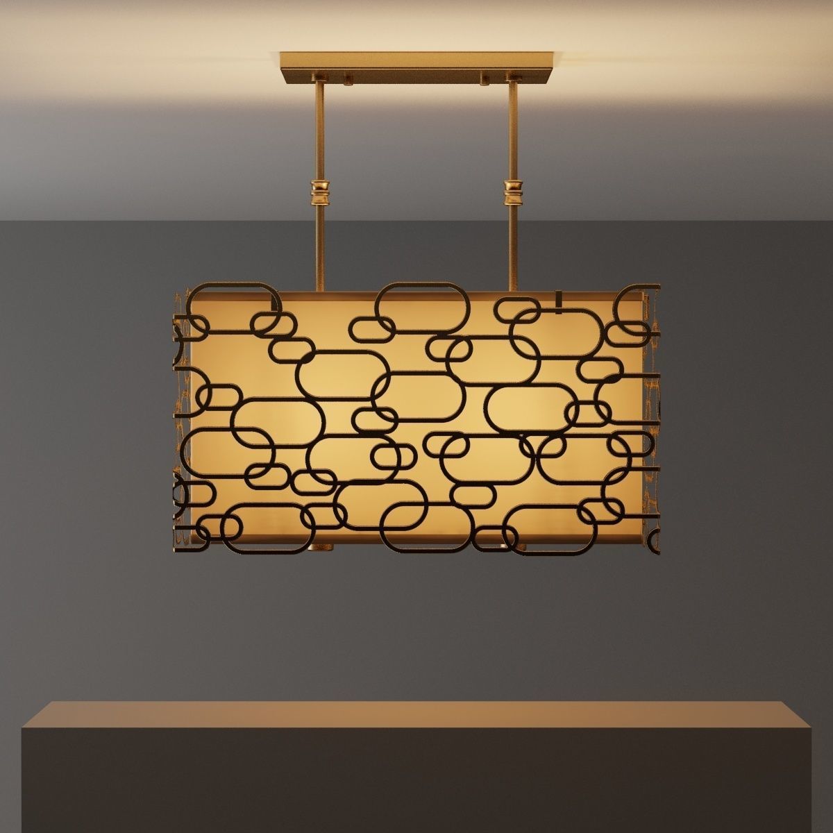 Matte gold  chandelier kit 3D model_12