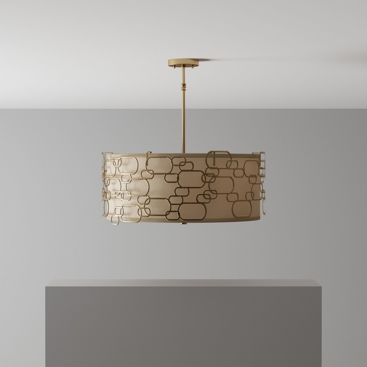 Matte gold  chandelier kit 3D model_1