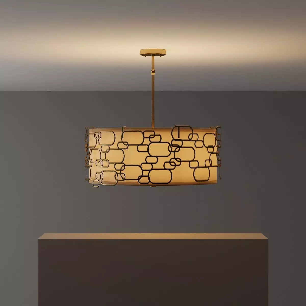 Matte gold  chandelier kit 3D model_0