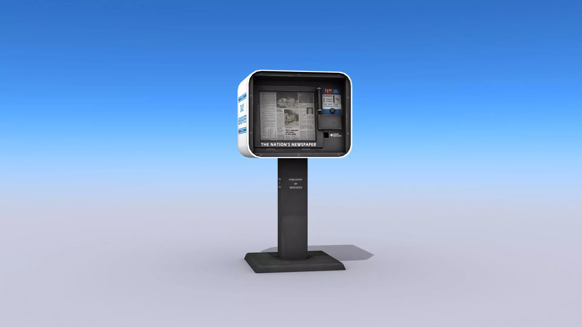 Newspaper Vending Machine Low-poly 3D model_0
