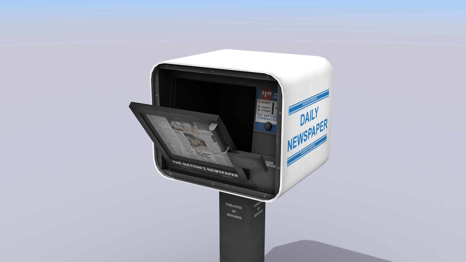 Newspaper Vending Machine Low-poly 3D model_5