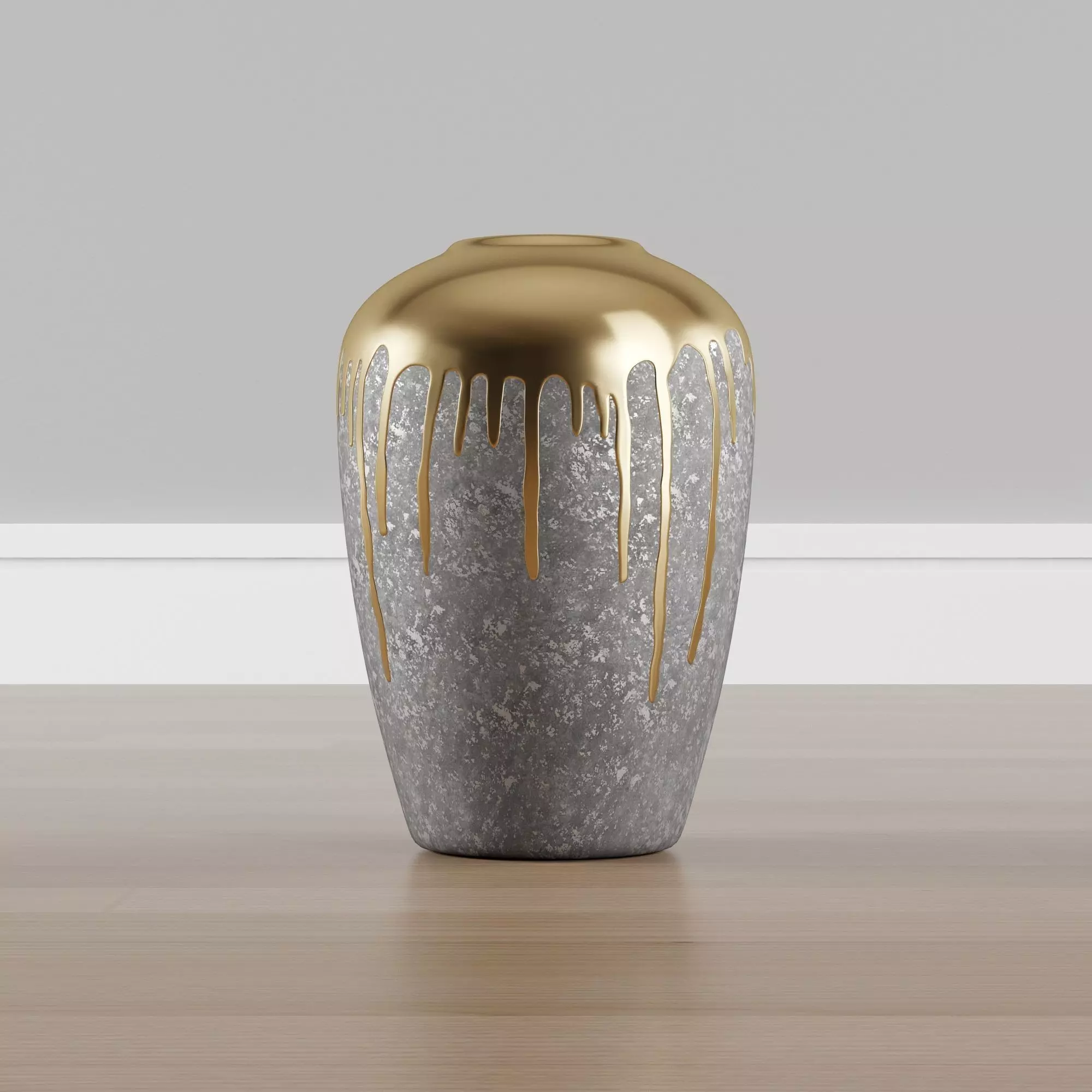 Gray and gold ceramic vase 3D model_0
