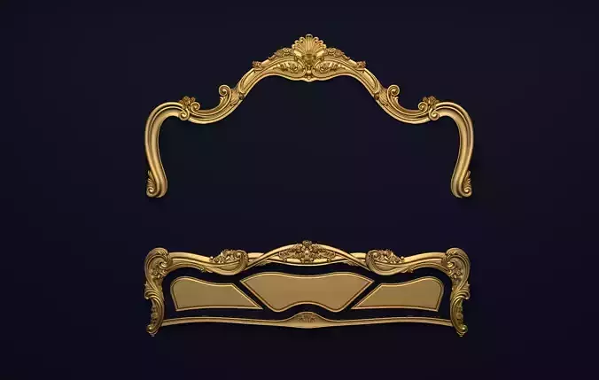 Classic Carved Bed 3D model 01