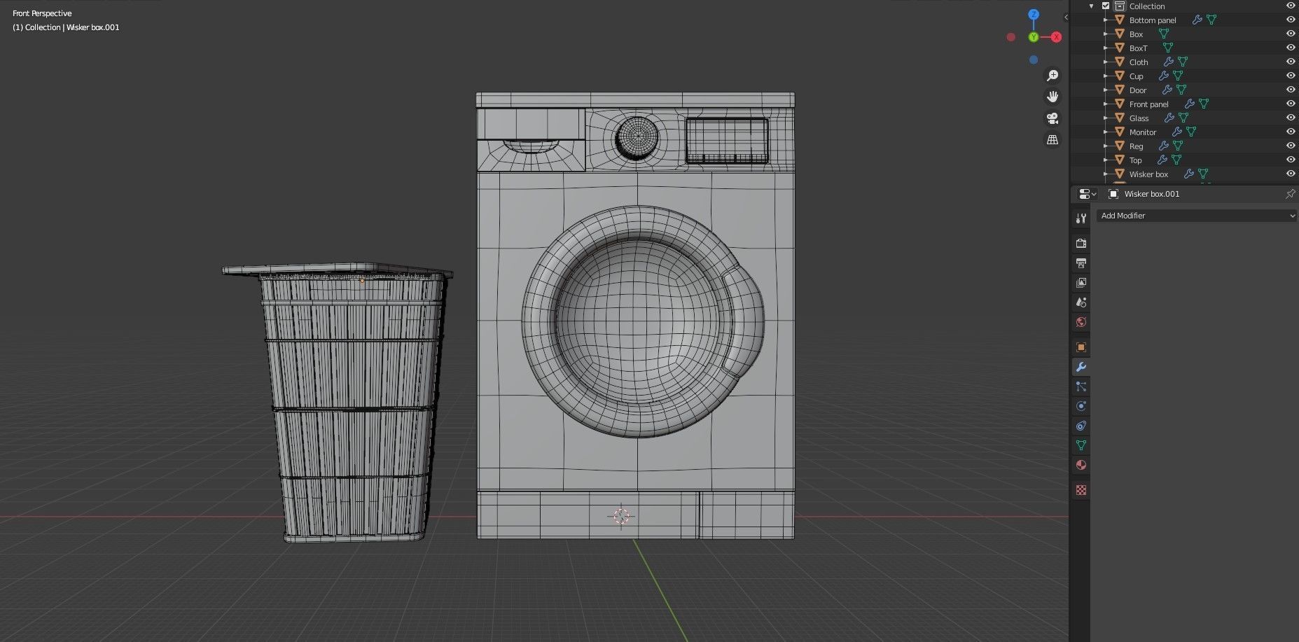 Washing machine and clothes basket trash 3D model_8
