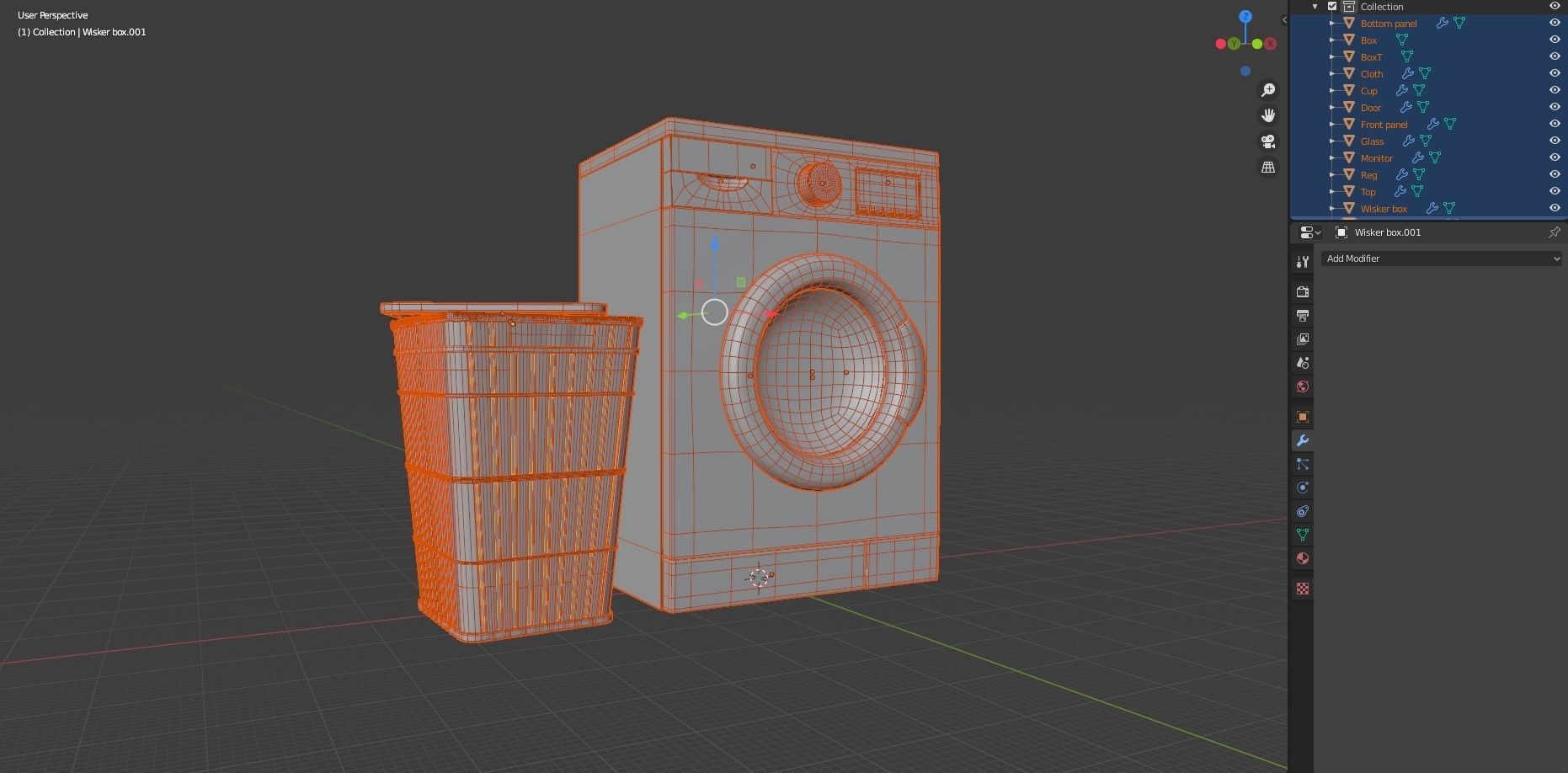 Washing machine and clothes basket trash 3D model_9
