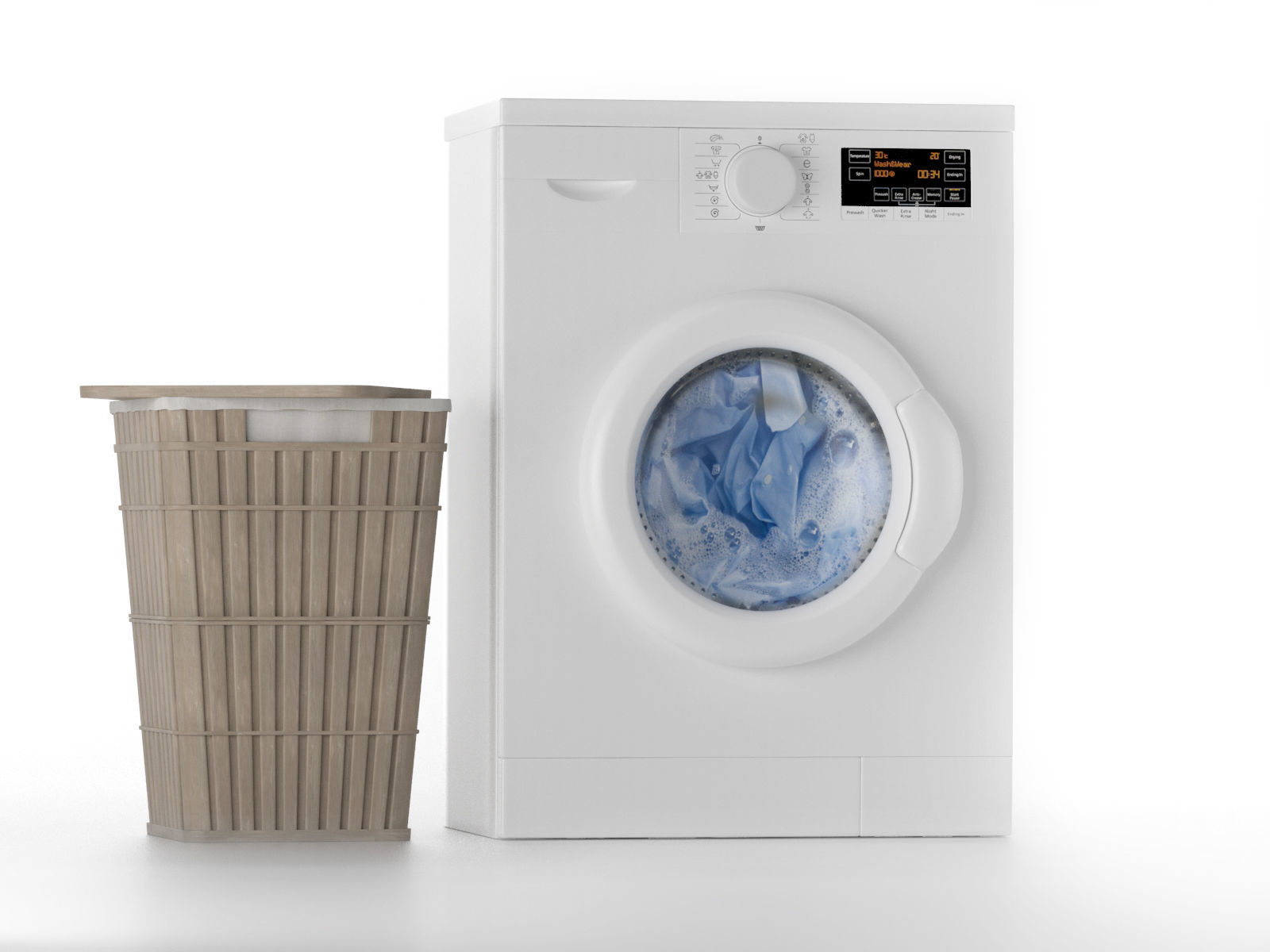 Washing machine and clothes basket trash 3D model_1