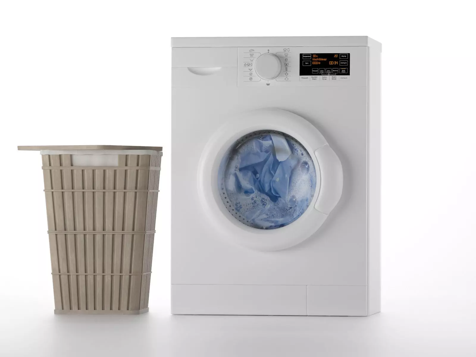 Washing machine and clothes basket trash 3D model_0
