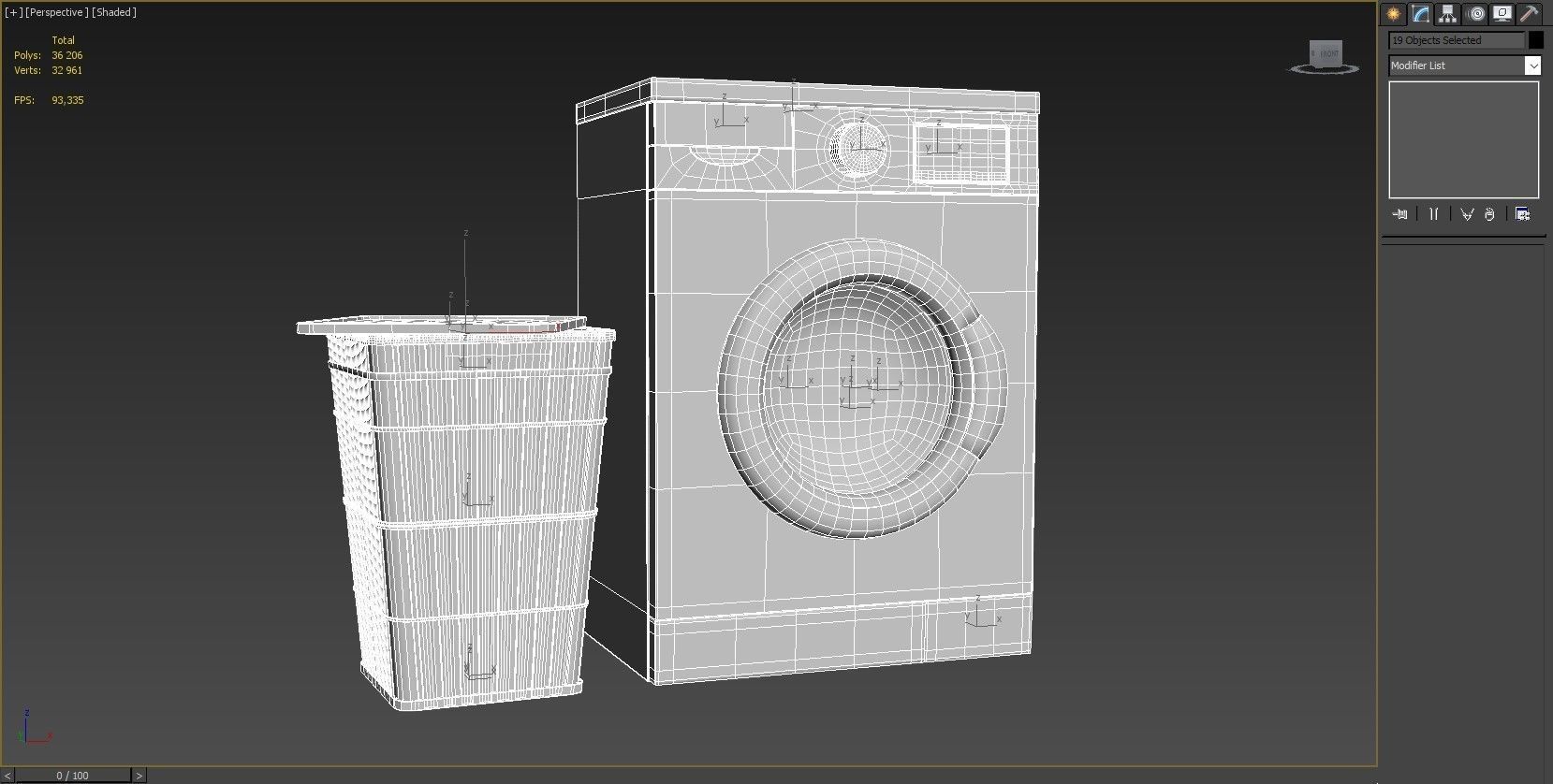 Washing machine and clothes basket trash 3D model_7