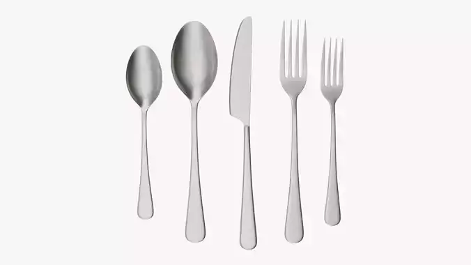 Flatware set 03 knife forks spoons 3D model