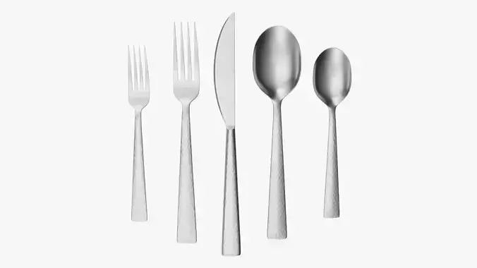 Flatware set 04 knife forks spoons 3D model