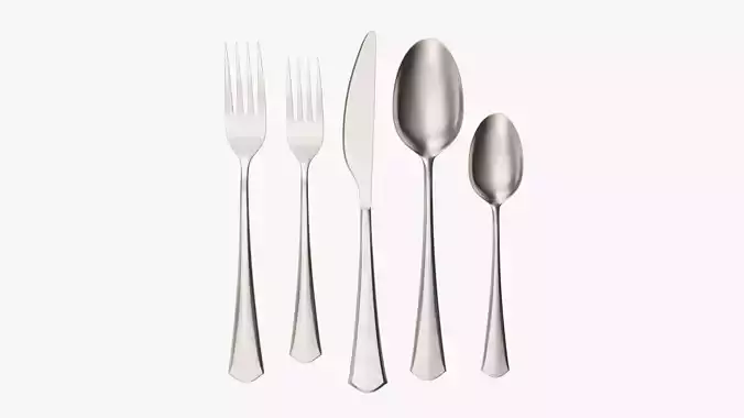 Flatware set 05 knife forks spoons 3D model