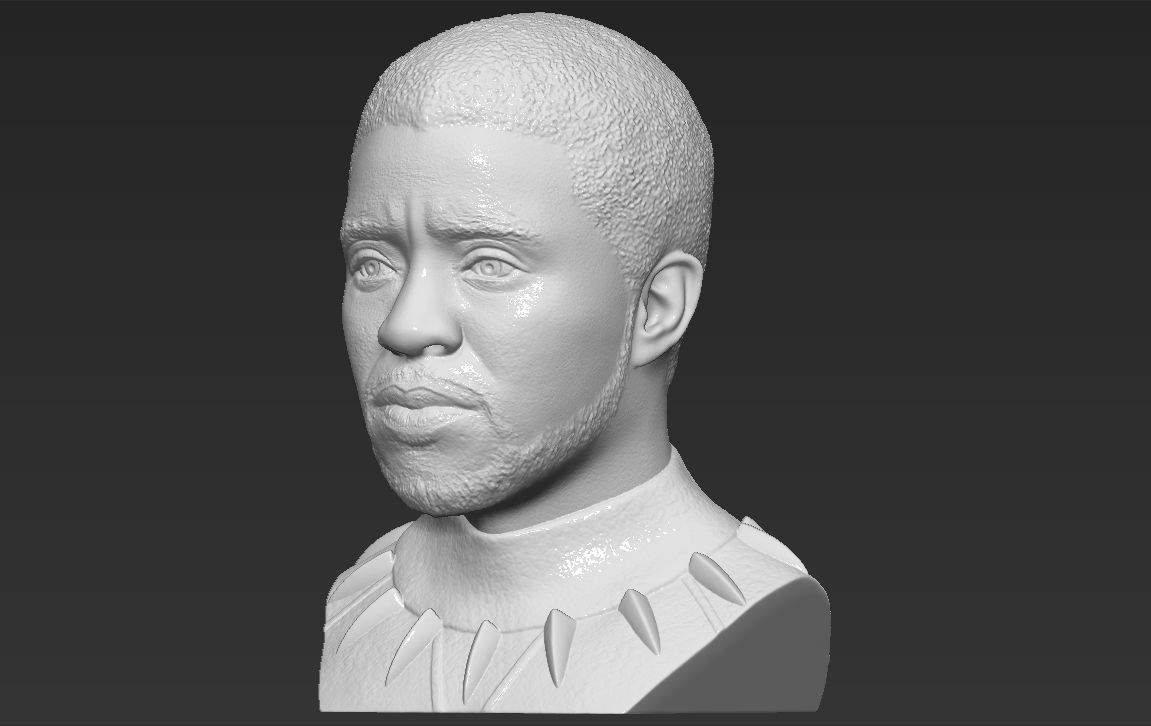 Chad Boseman Black Panther bust 3D printing ready stl obj 3D print model_7