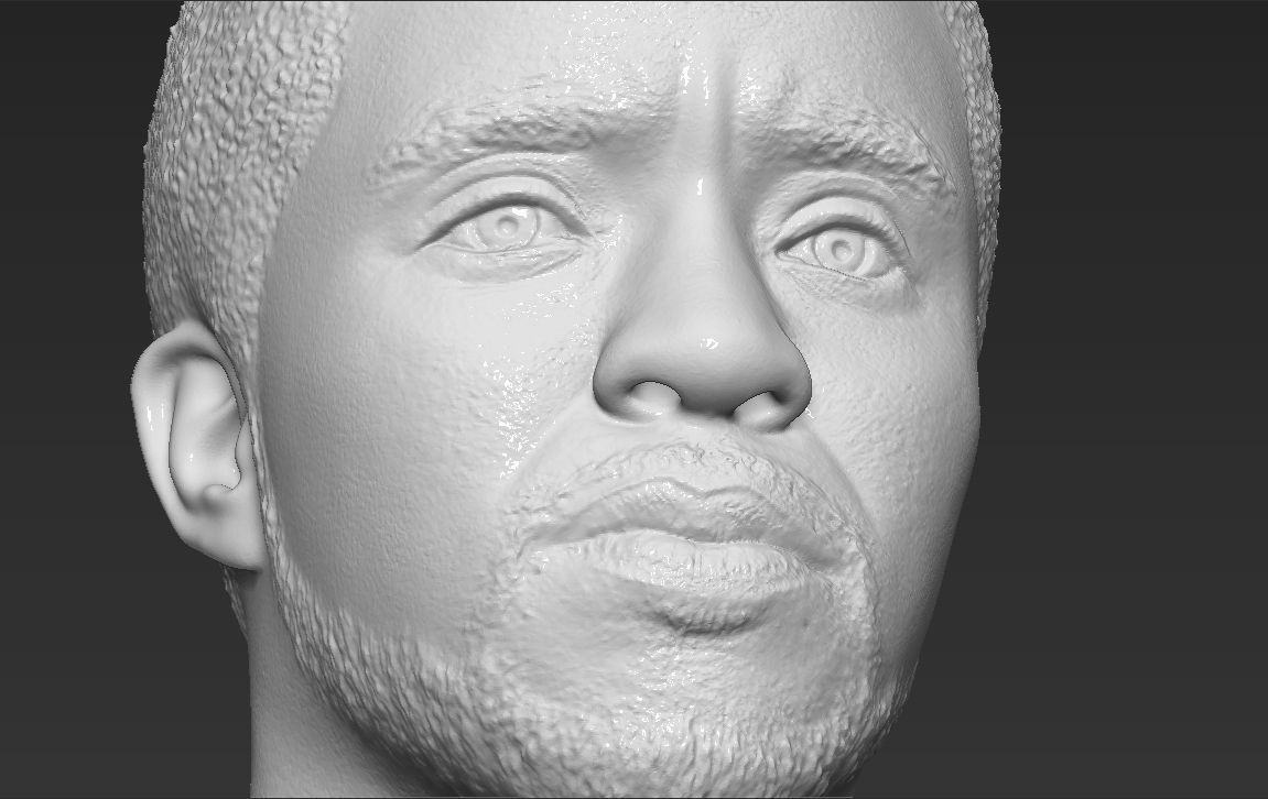 Chad Boseman Black Panther bust 3D printing ready stl obj 3D print model_25
