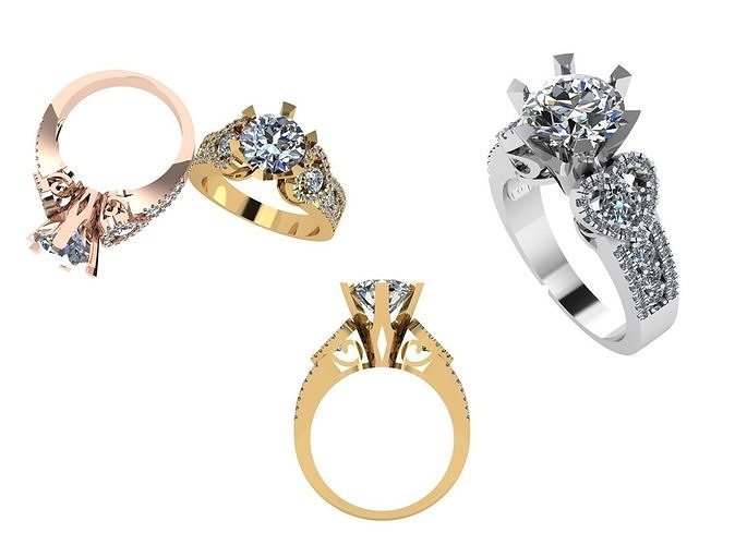 rings heart shaped diamond engagement ring 3D print model