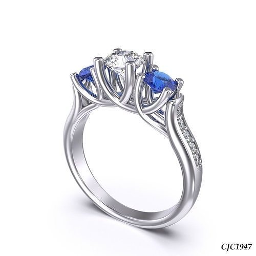 CJC1947 Ladies womans womens diamond ruby emerald Rings 3D print model