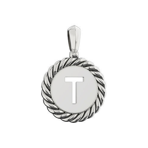 N175 T letter pendant in sterling silver 3D print model