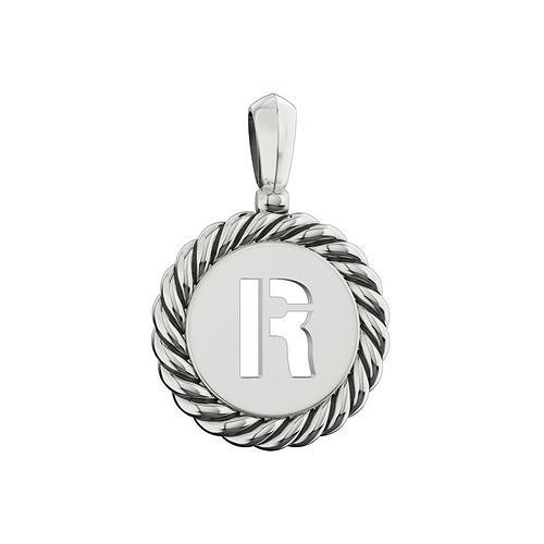 N175 R sterling silver pendant with letter 3D print model