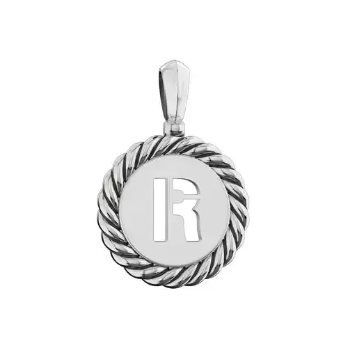 N175 R sterling silver pendant with letter