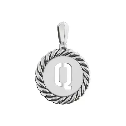 N175 Q sterling silver pendant with letter