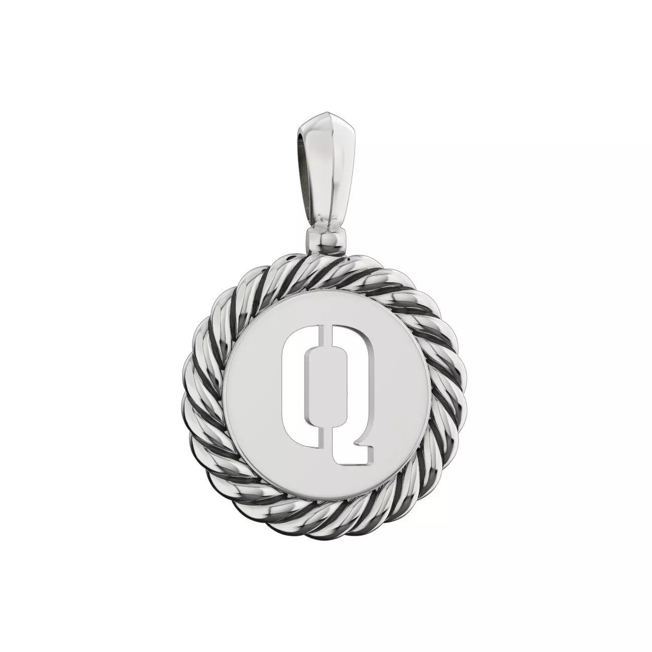 N175 Q sterling silver pendant with letter 3D print model_0