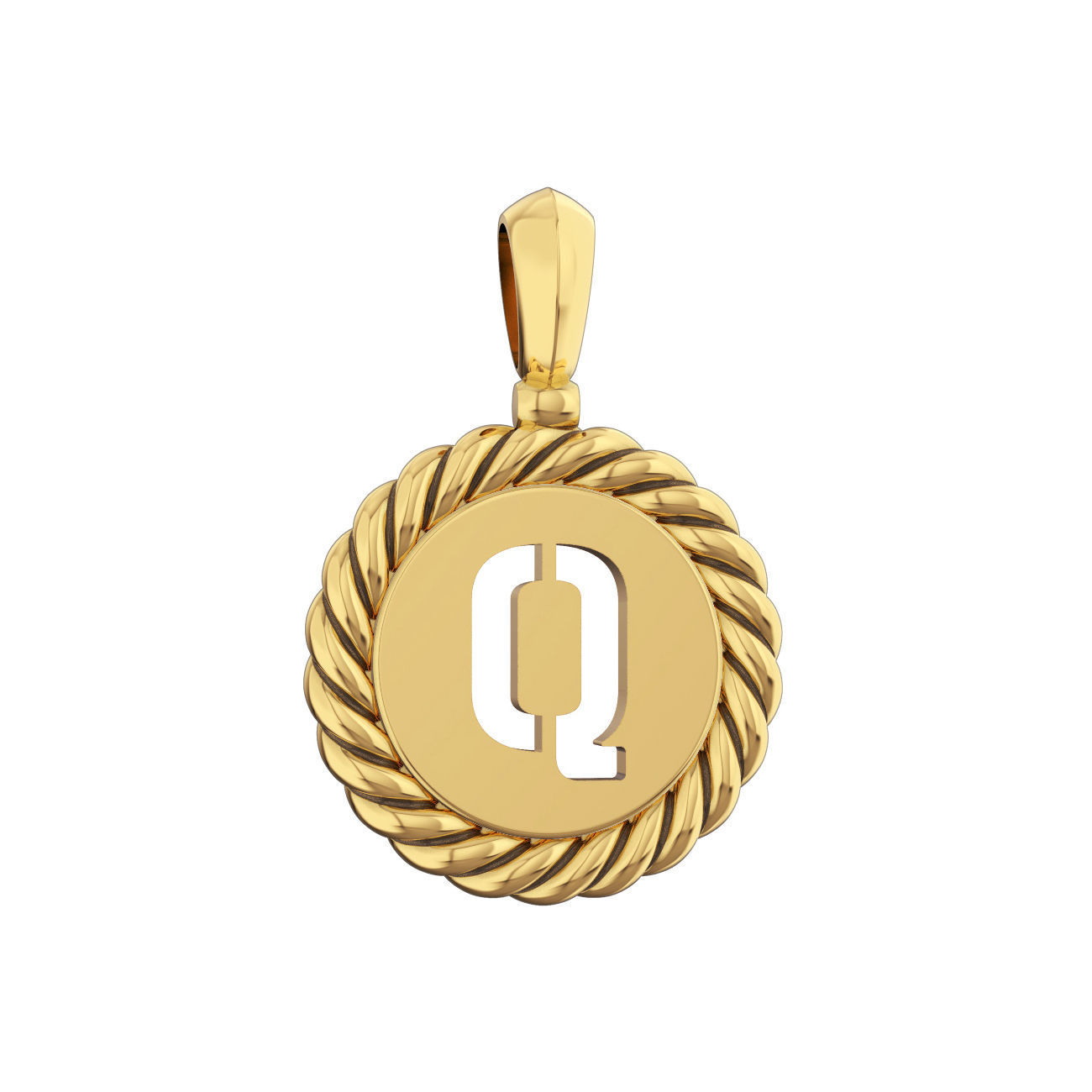 N175 Q sterling silver pendant with letter 3D print model_1
