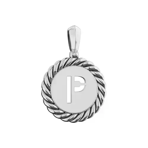 N175 P sterling silver pendant with letter