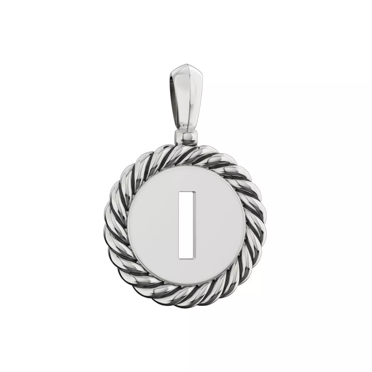 N175 I letter pendant in sterling silver 3D print model_0