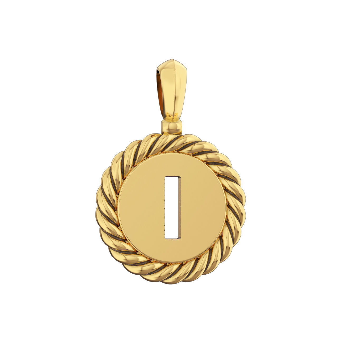N175 I letter pendant in sterling silver 3D print model_1