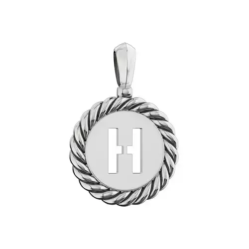N175 H initial pendant in sterling silver 3D print model