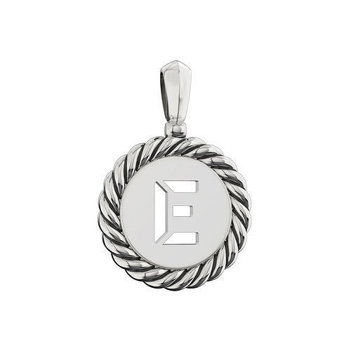 N175 E sterling silver pendant with letter 3D print model