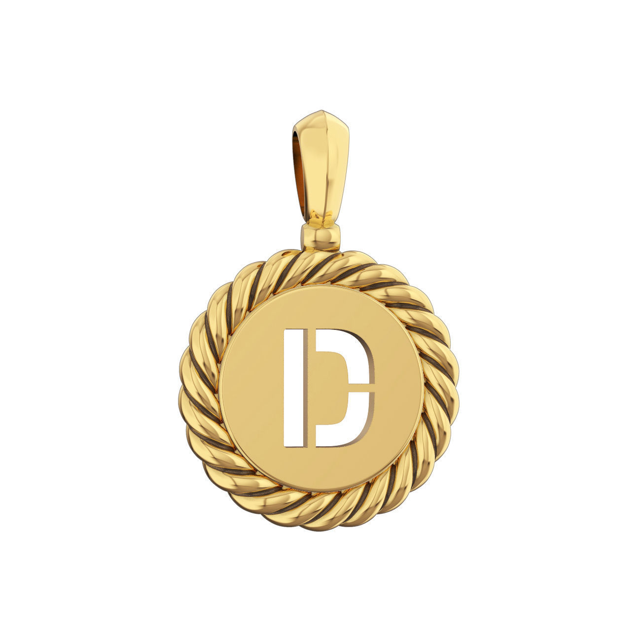 N175 D sterling silver pendant with letter 3D print model_1