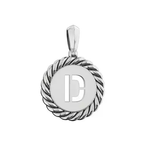 N175 D sterling silver pendant with letter