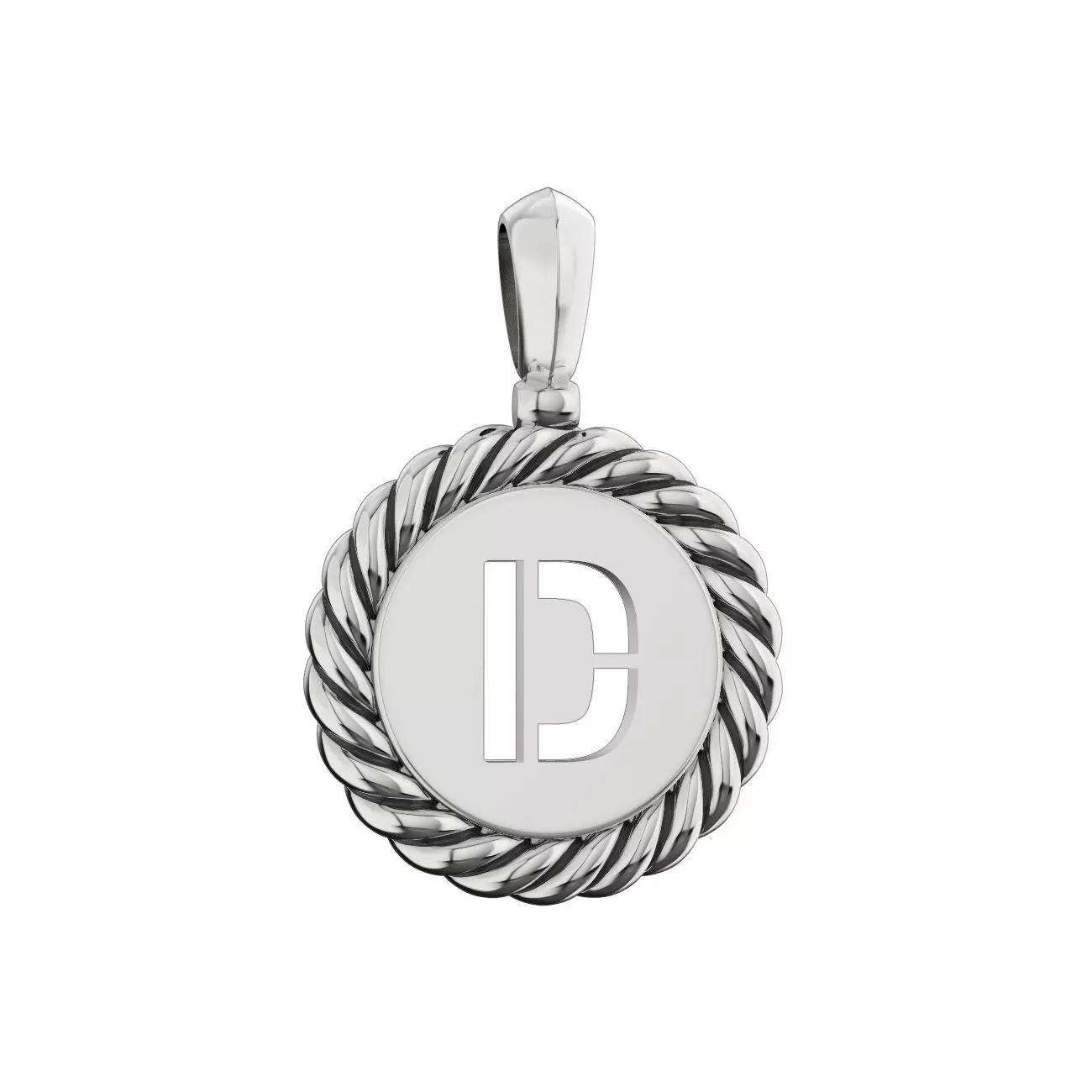 N175 D sterling silver pendant with letter 3D print model_0