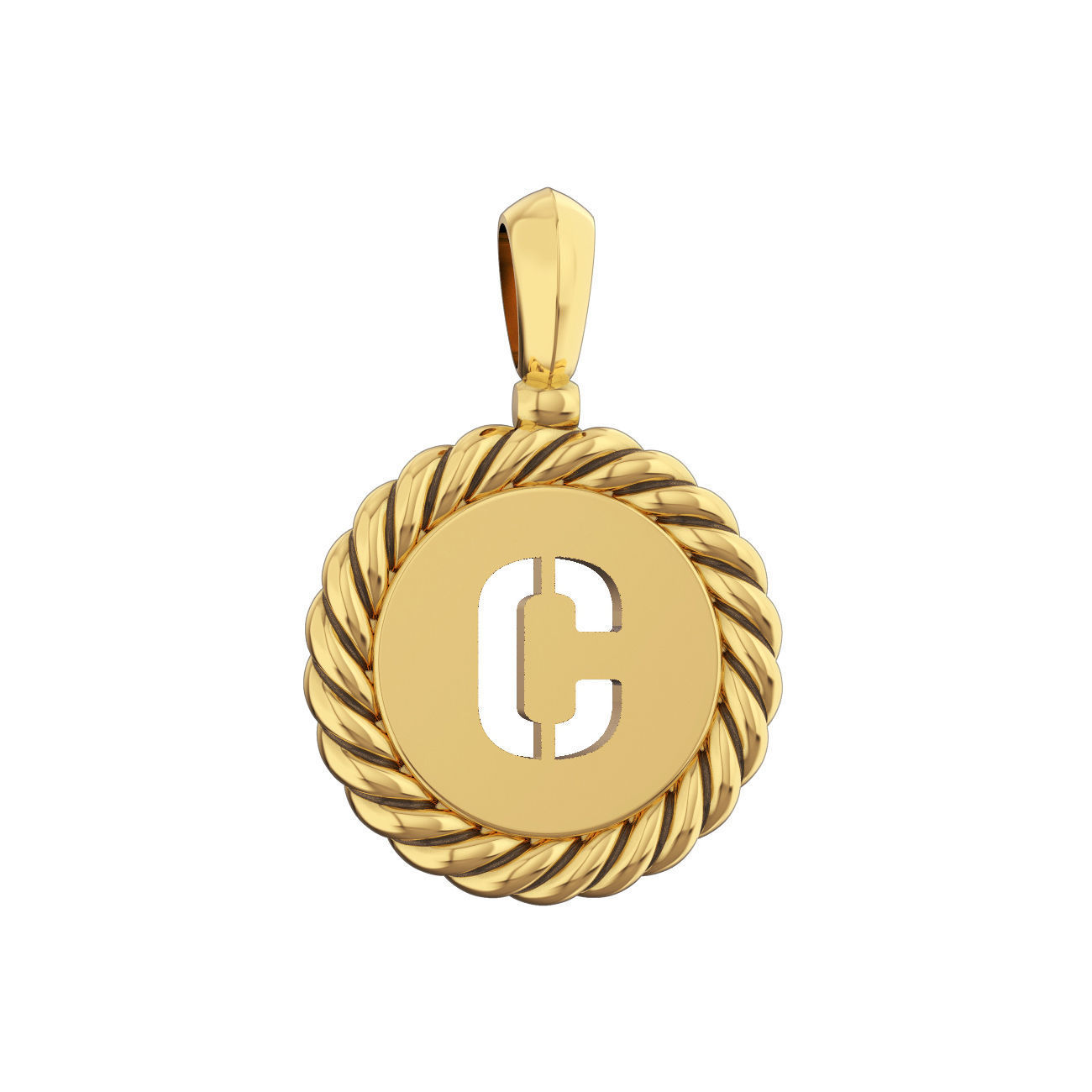 N175 C sterling silver pendant with letter 3D print model_1