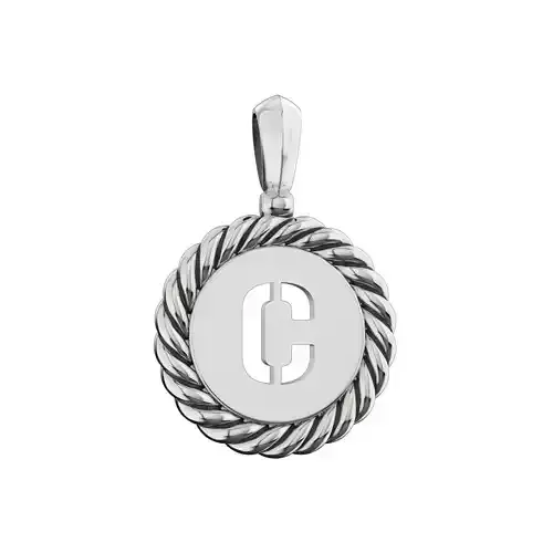 N175 C sterling silver pendant with letter