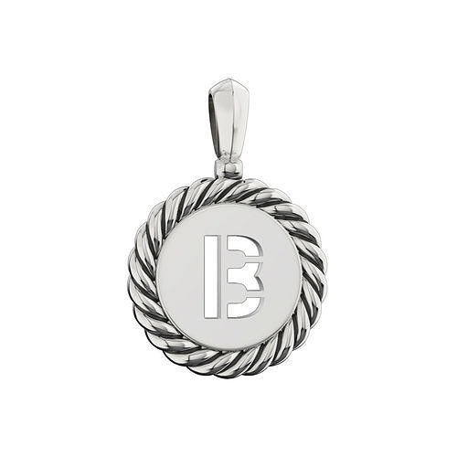 N175 B sterling silver pendant with letter 3D print model