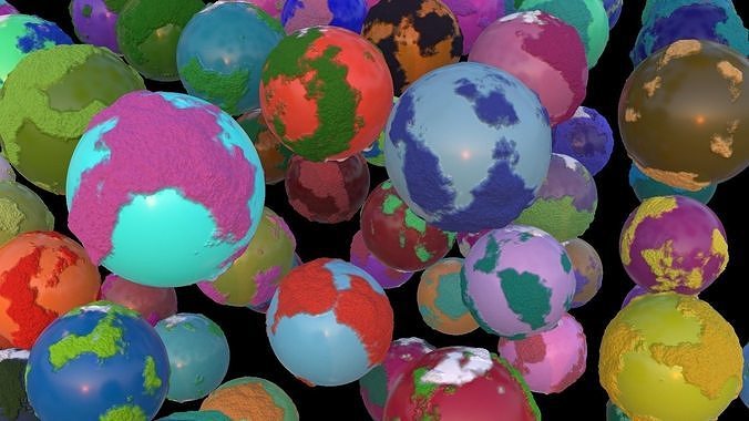 125 pcs of Stylized Planet Asset Pack Free 3D model