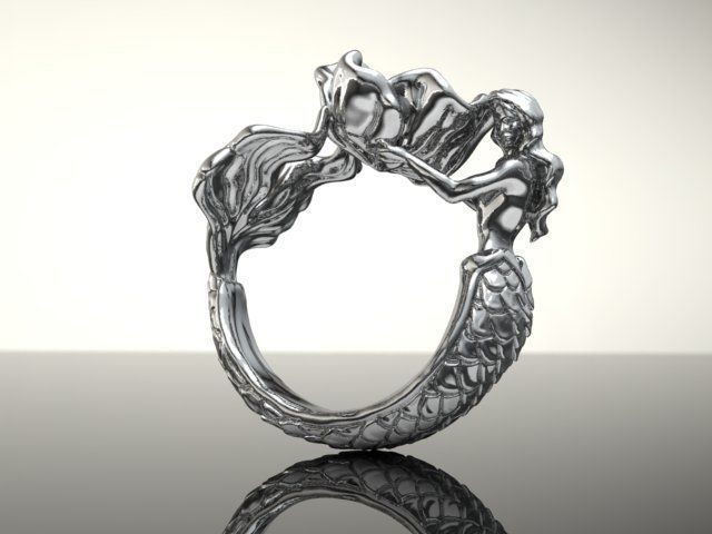 Mermaid flower Ring 3D print model 3D print model_1