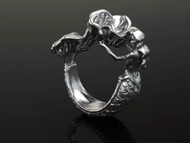 Mermaid flower Ring 3D print model 3D print model_0