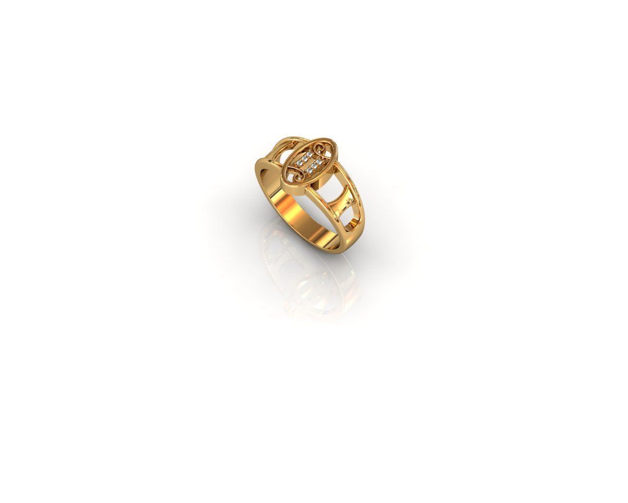 Ring gold and silver with diamonds 3D print model_1
