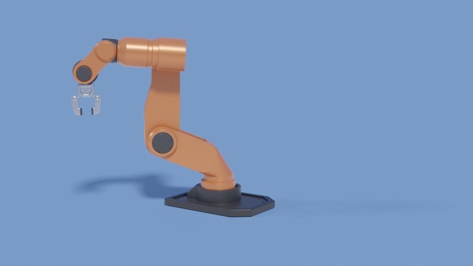 Rigged Robot arm Low-poly 3D model_9