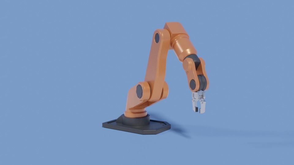 Rigged Robot arm Low-poly 3D model_21